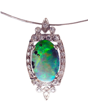 Boulder Opal,Diamond 14kWG Pendant
~ ID#27223